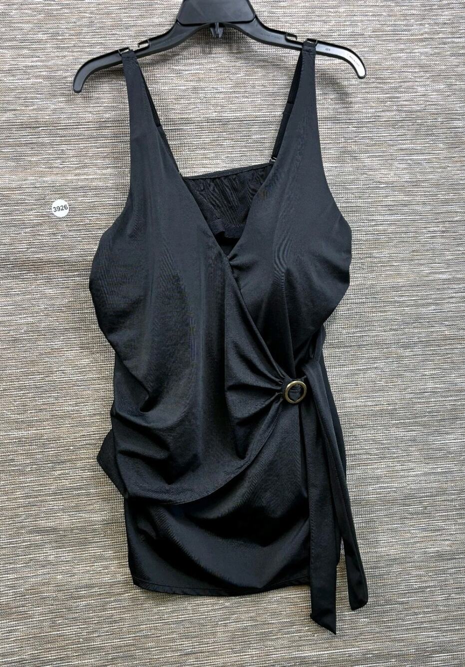 Swim By Cacique Lightly Lined No-Wire Bra Wrap Tankini Size 18 Black Convertible